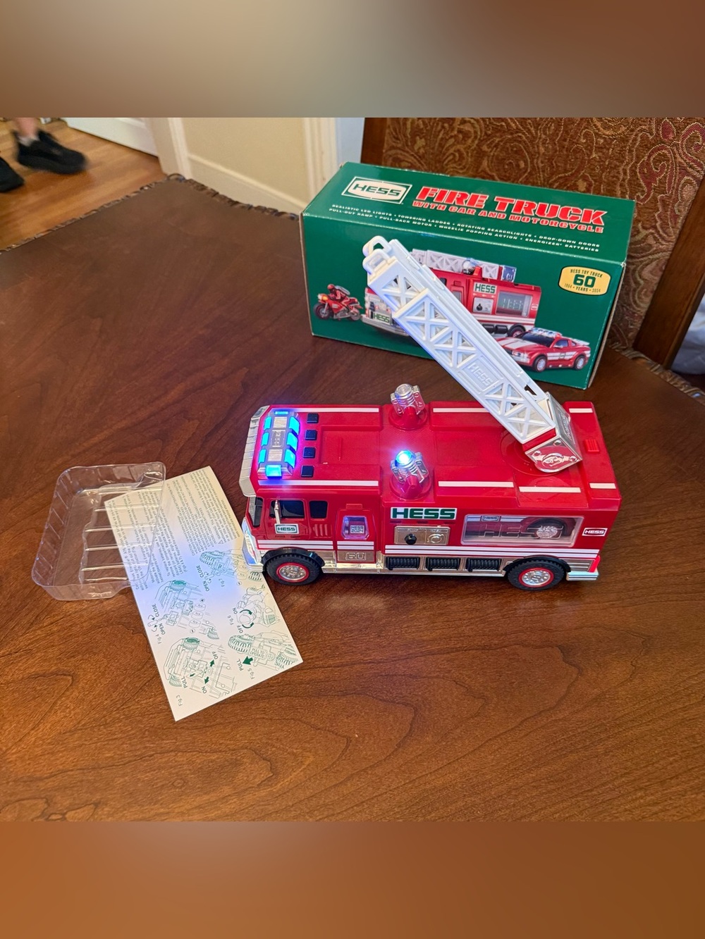 2024 Hess Toy Truck 60th Anniversary Fire Truck with Car & Motorcycle Set-Tested